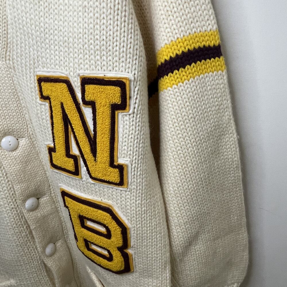 VTG 60s Letterman Cream Cardigan Varsity Letter Sweater Track Running Champs 42 - Picture 10 of 16